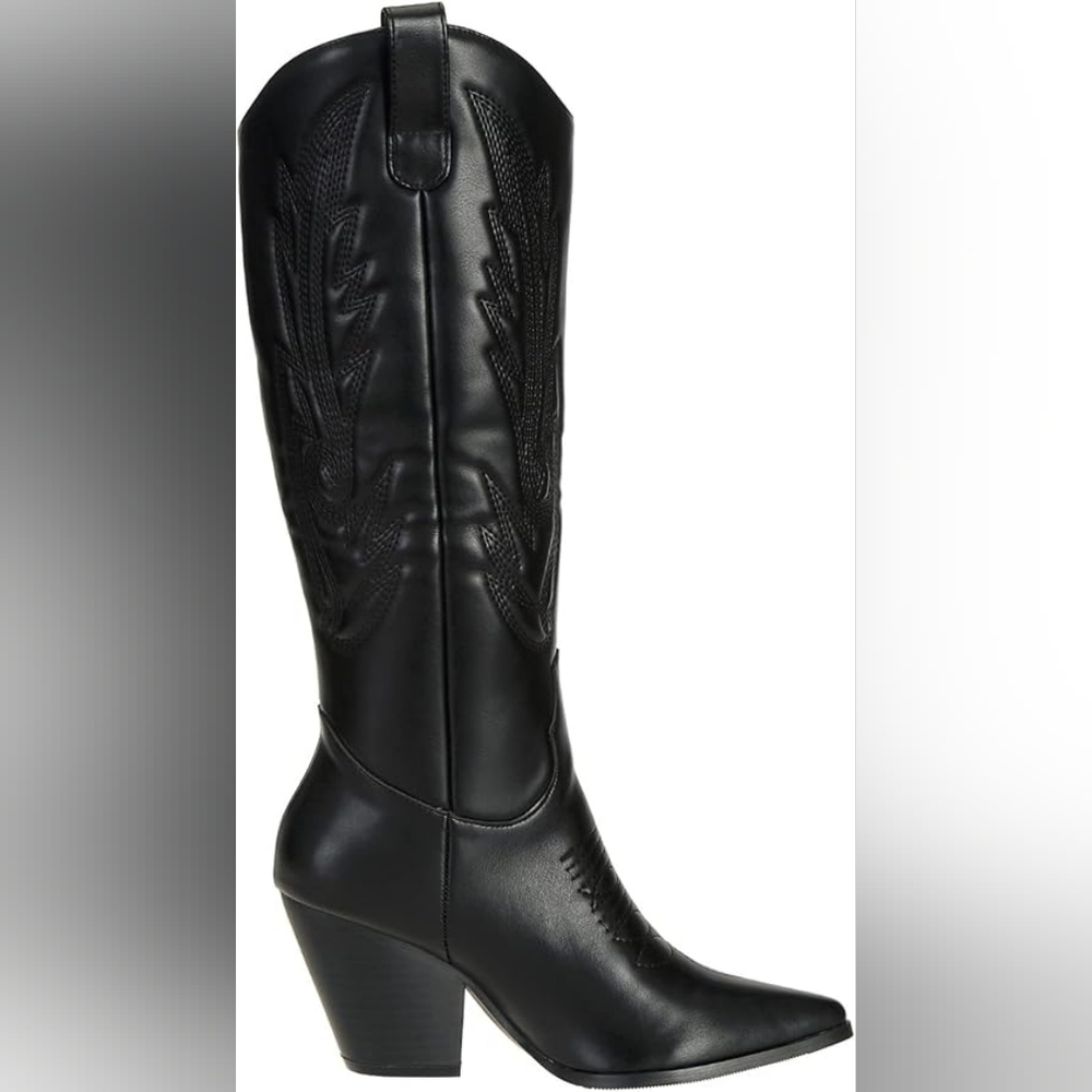 NWT Black Western Knee High Cowboy Boots Coastal Cowgirl Festival Block Heel - 9